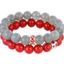 handmade bransoletki red & gray set with beads