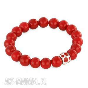 lavoga red jade with bead - srebrne bransoletki