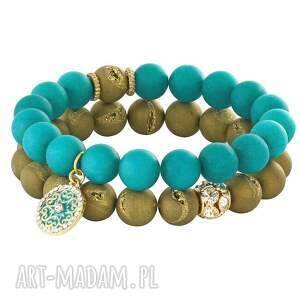 lavoga sada 2 - old gold druzy & turquoise mat jade