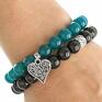 bransoletki jadeit sea green & black jade with bead &