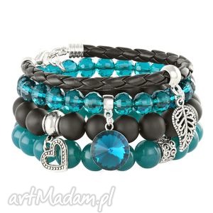 sea-green & black set with bead & pendants