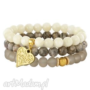 simply charm - cream beige gray & gold trio