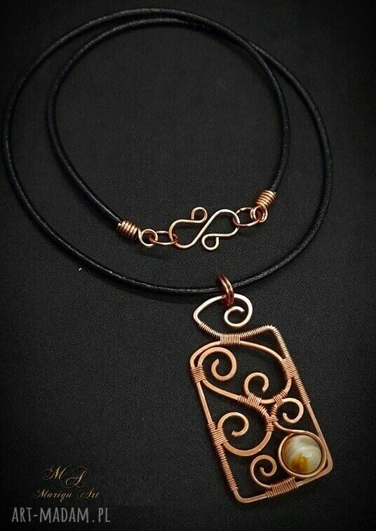 Jadeit w miedzi - wisiorek wire wrapping