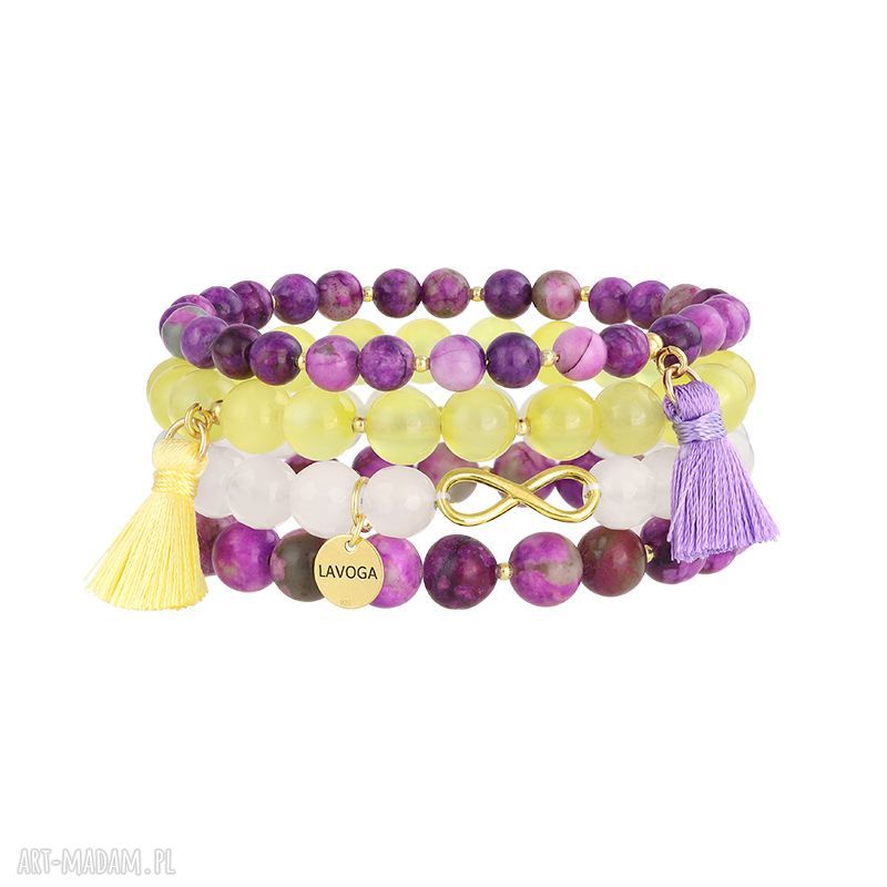 Zestaw bransolet naturalnych kamieni earth energy jadeit srebro