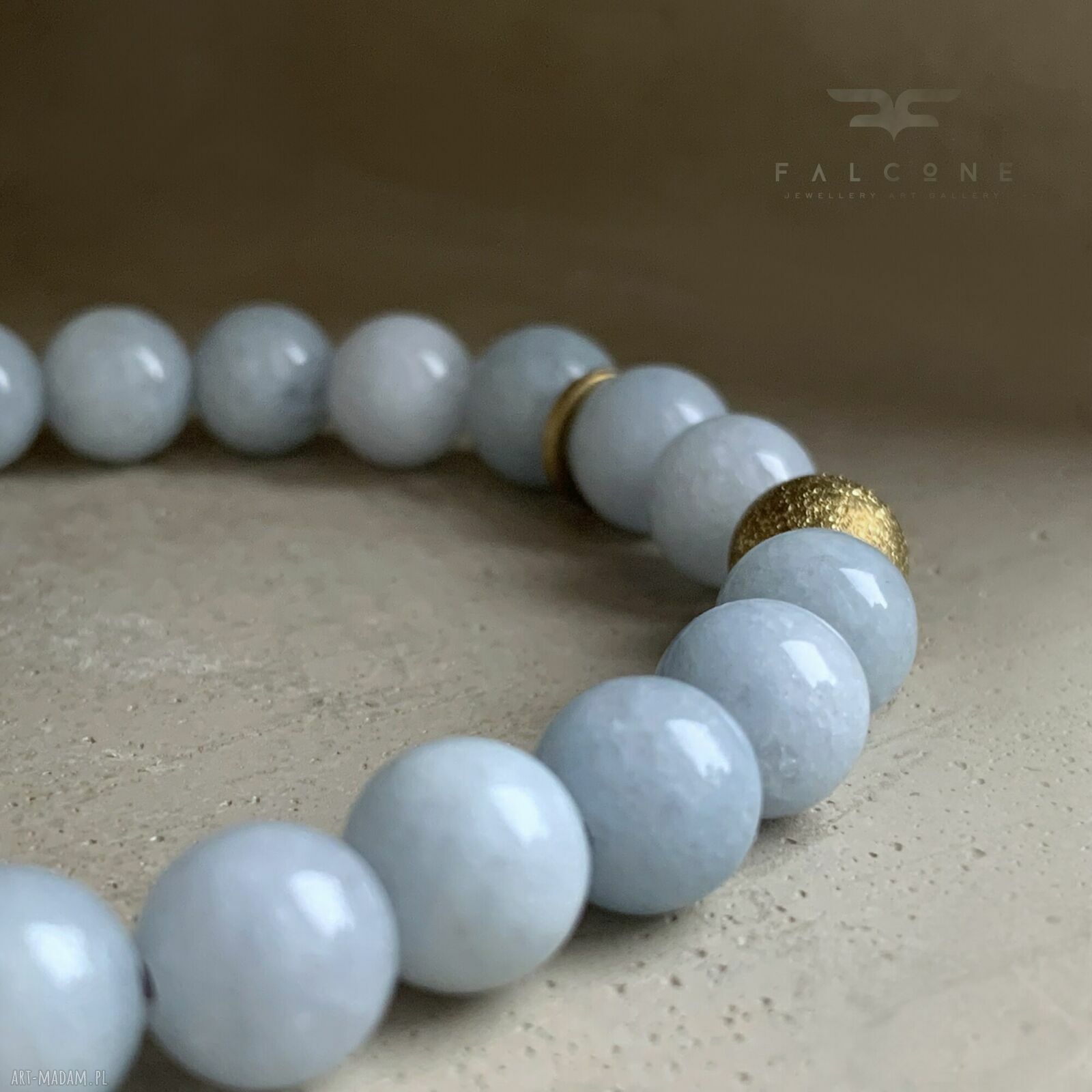 Bransoletka z jadeitami Heaven Blue i mosiądzem