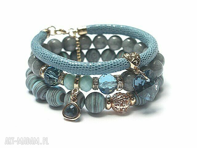Blue jeans vol set skóra rzemień jadeity turkus swarovski