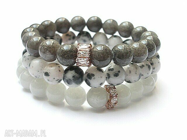 Grey and white trio 2014 set jadeity marmur miedź cyrkonie