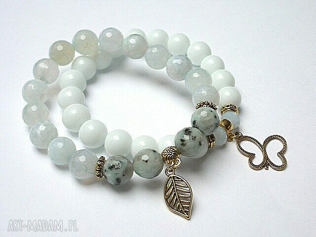 LIGHT MINT AND WHITE /01 2015/ DUO handmade