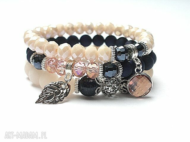 Navy and nude set jadeity kamienie kryształki szkło metal projekt
