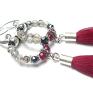 handmade kolczyki agaty wianki boho /carmine grey/