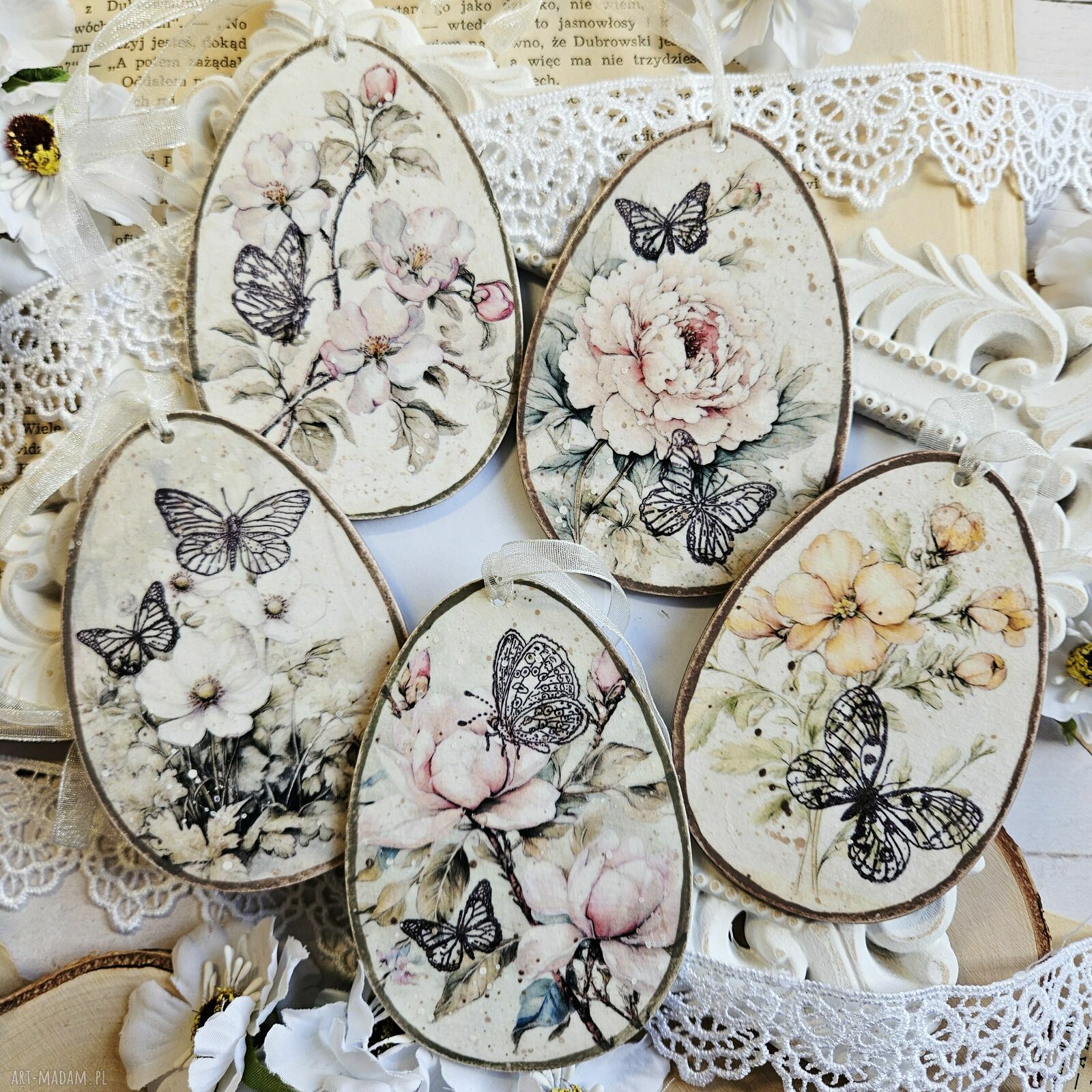 dekoracje wielkanocne: Jajka: dekoracje wiosenne wielkanocne decoupage Hand Made