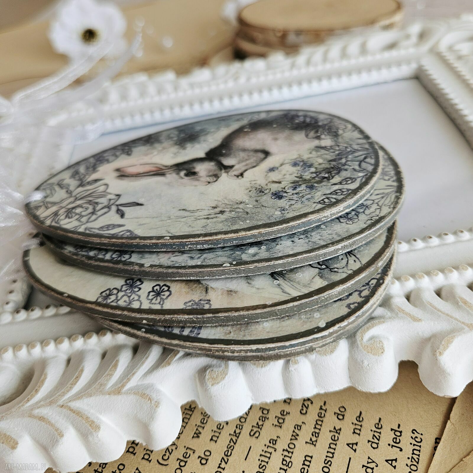 dekoracje wielkanocne: Jajka: dekoracje wiosenne wielkanocne decoupage ręcznie zrobione