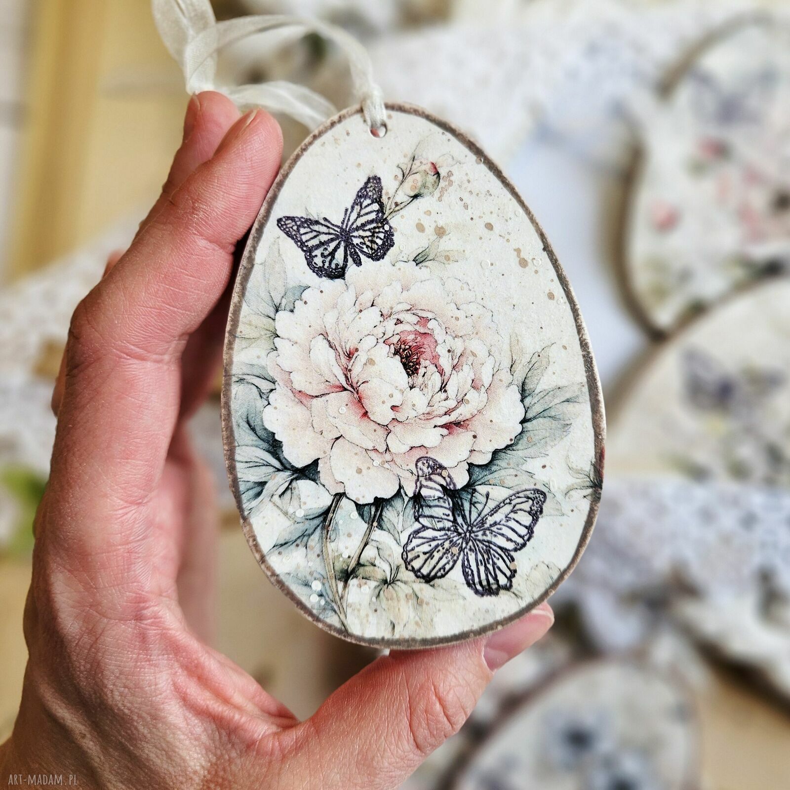 dekoracje wielkanocne: Jajka: dekoracje wiosenne wielkanocne decoupage Hand Made