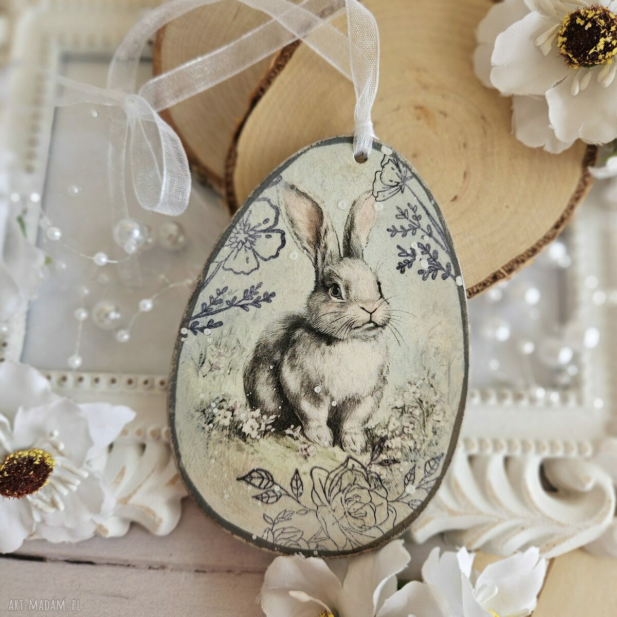 dekoracje wielkanocne: Jajka: dekoracje wiosenne wielkanocne decoupage ręcznie zrobione