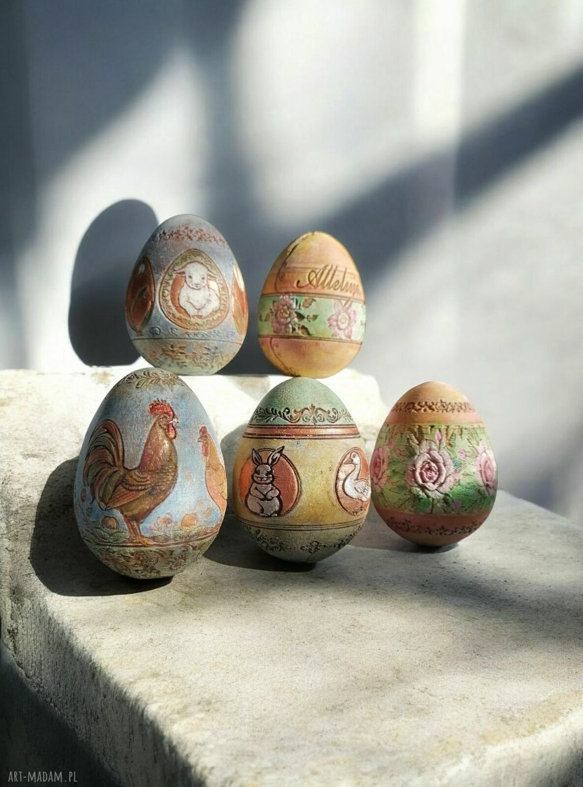Jajka Wielkanocne - zestaw 5 kolorowych pisanek 6,5 cm