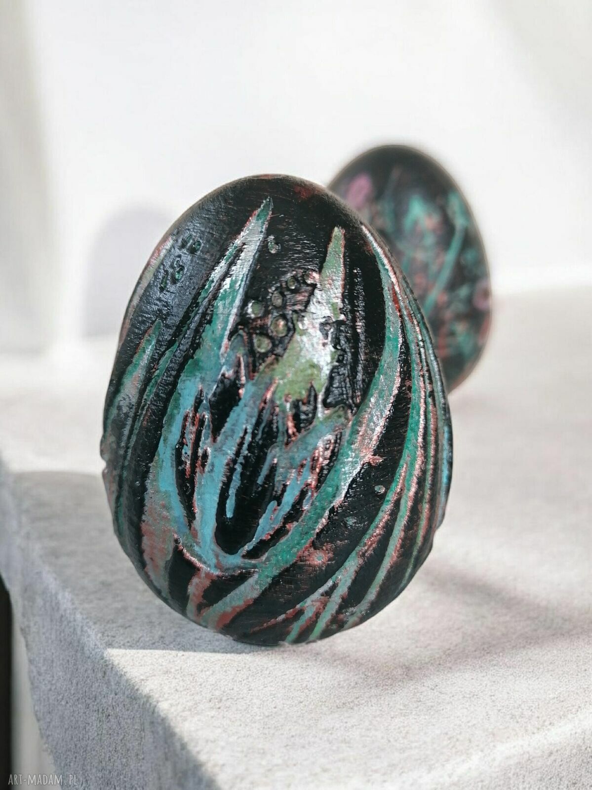 Wielkanocne pisanki na wydmuszkach do zawieszenia - zestaw 2 jajek 6,5 cm