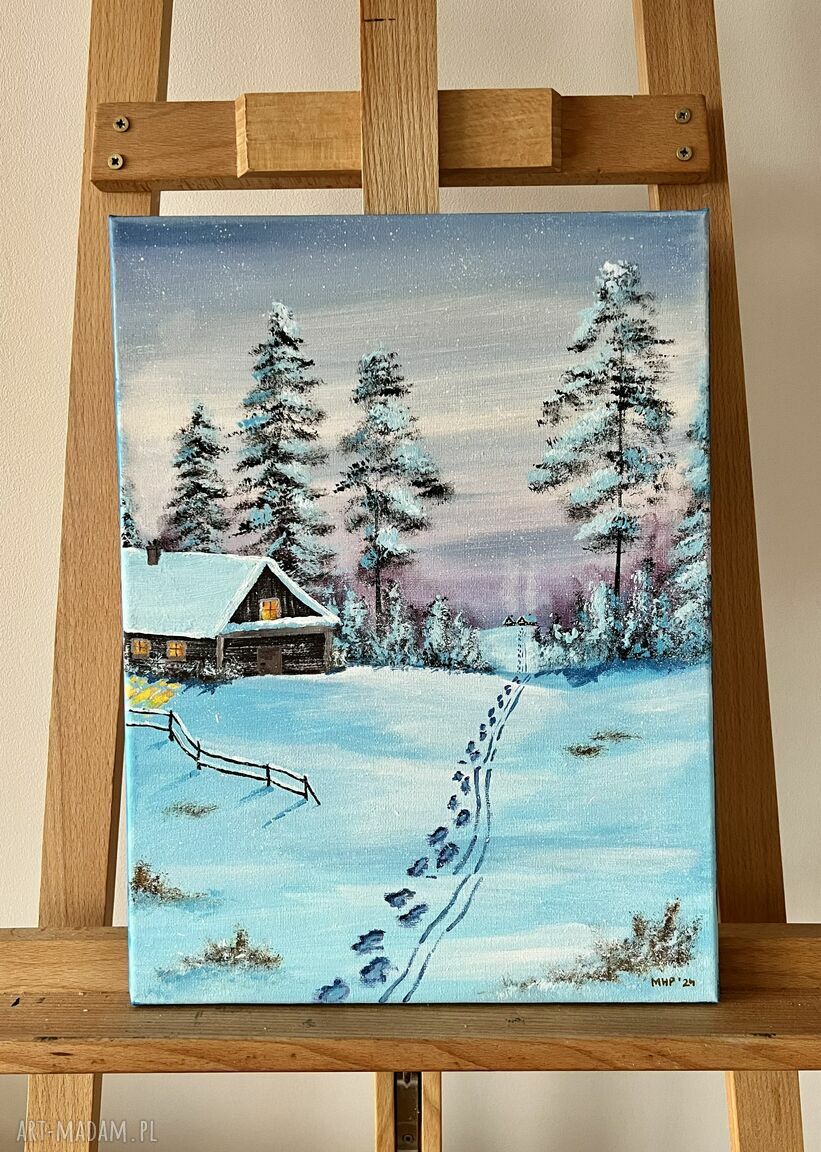 Jak w Bajce - zimowy obraz akrylowy 30x40 cm, gotowy do zawieszenia