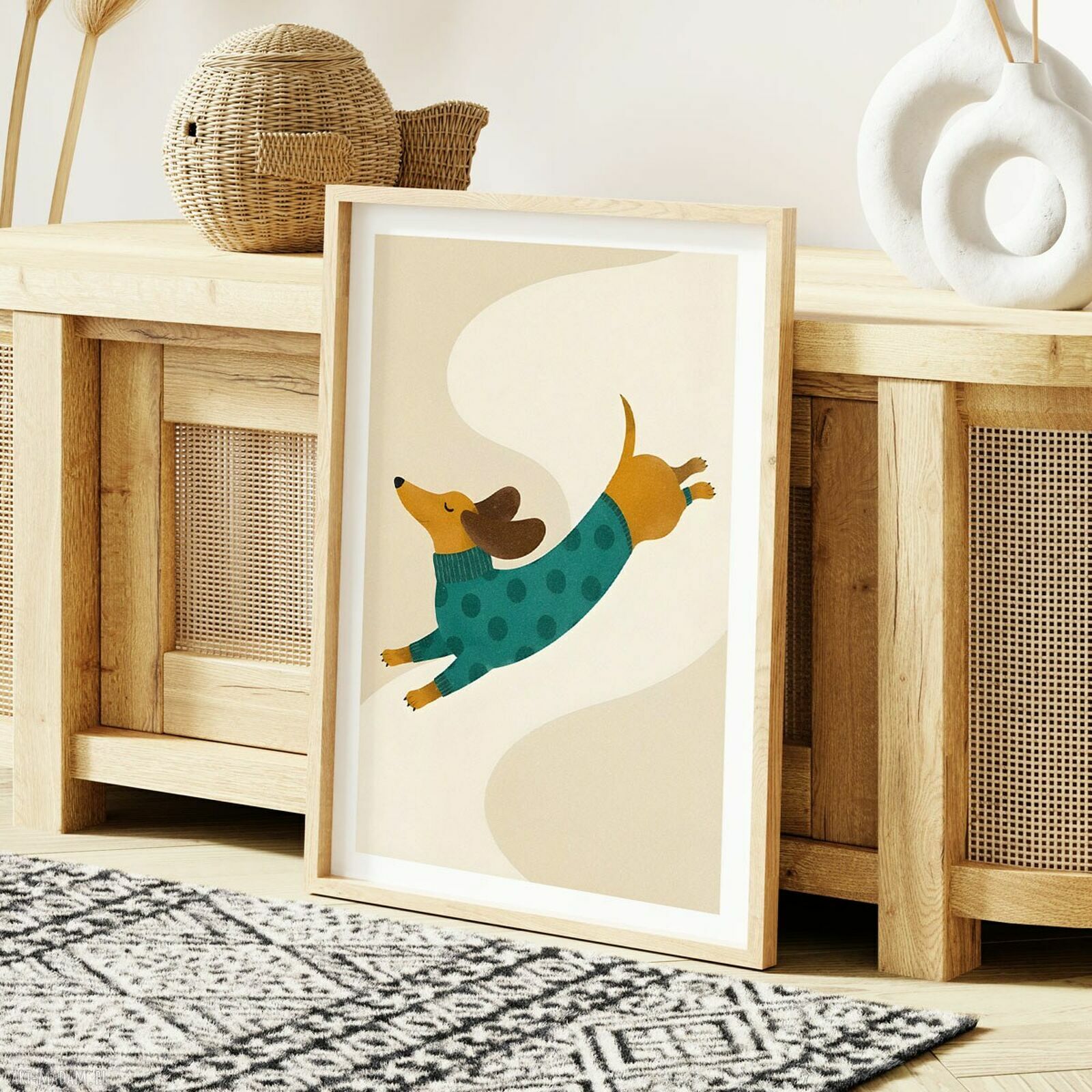 Plakat z jamnikiem - duża dekoracja ścienna 61x91 cm