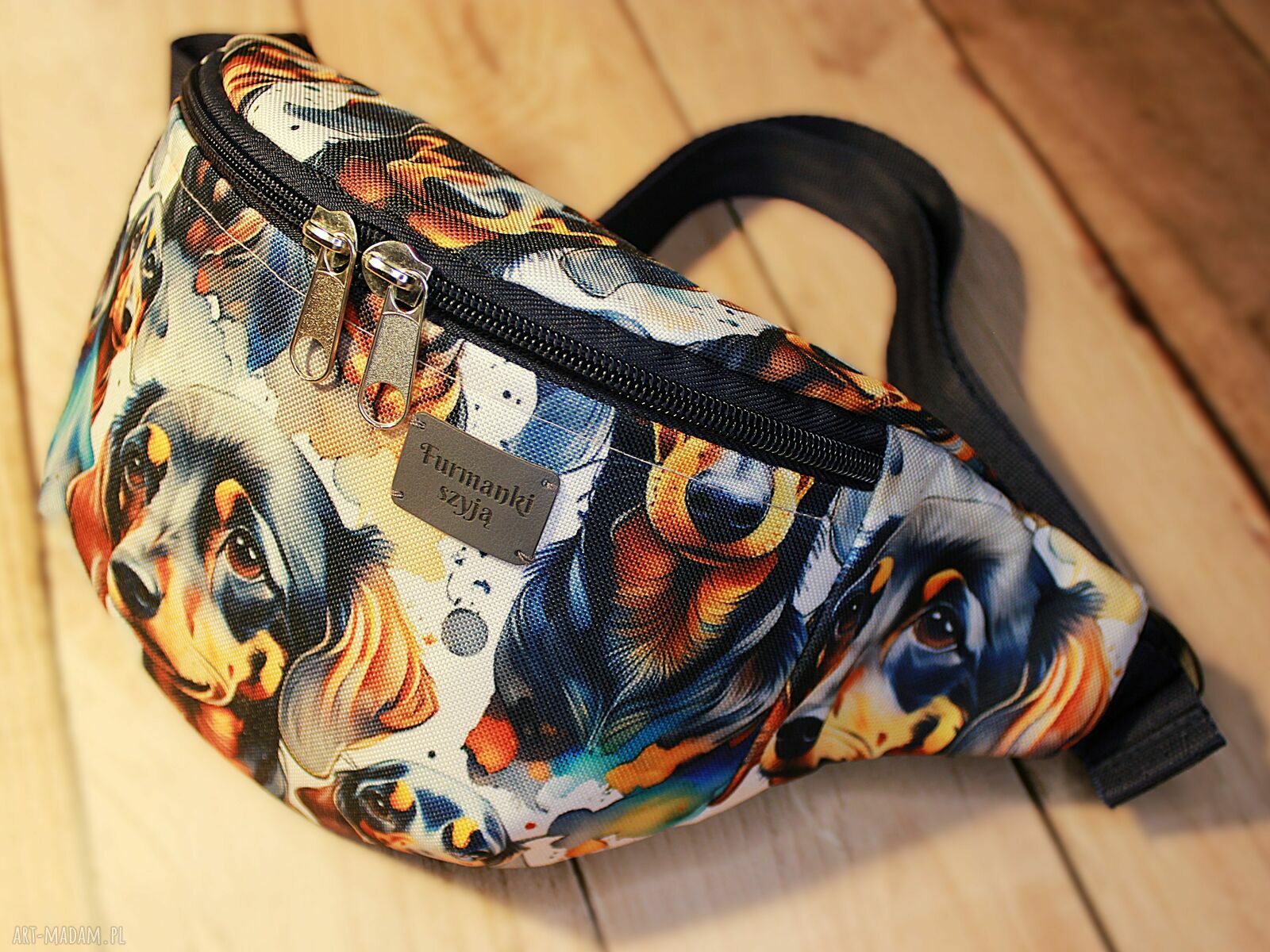 Pojemna nerka Jamnik Czarny XXL - na spacer, handmade