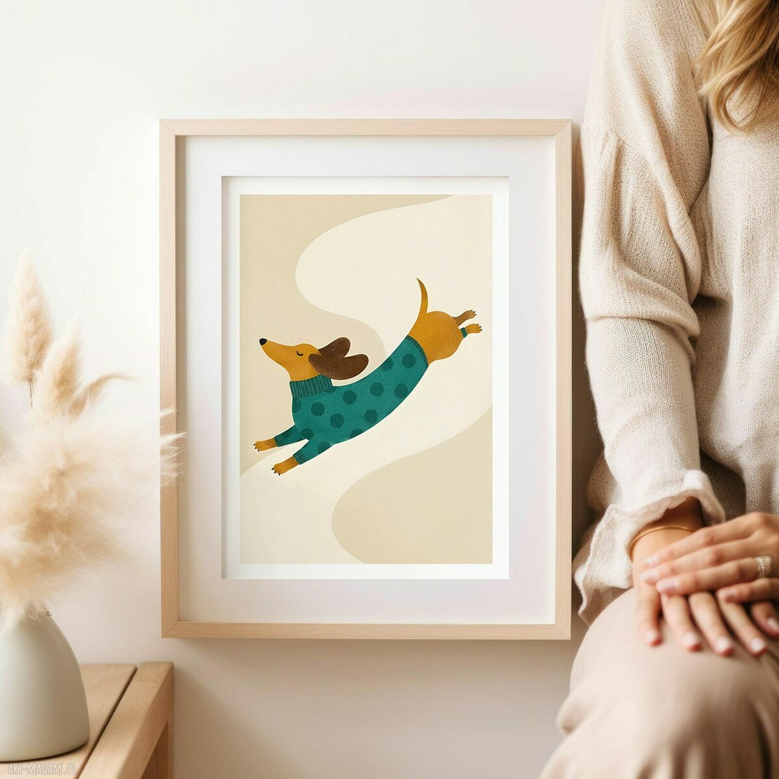 Plakat z jamnikiem 40x50 cm - dekoracja dla miłośniczki psów