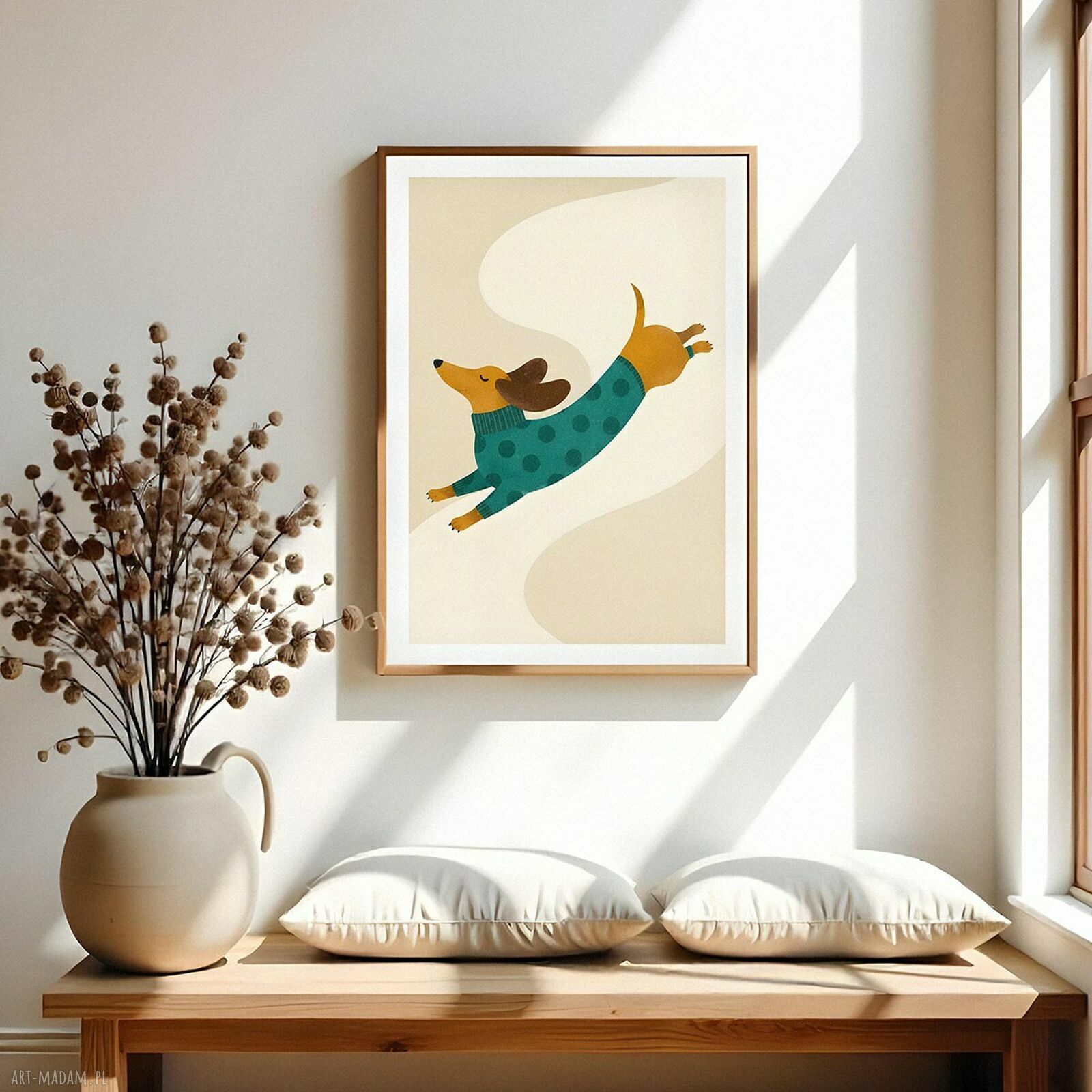 Plakat z jamnikiem 40x50 cm - dekoracja dla miłośniczki psów