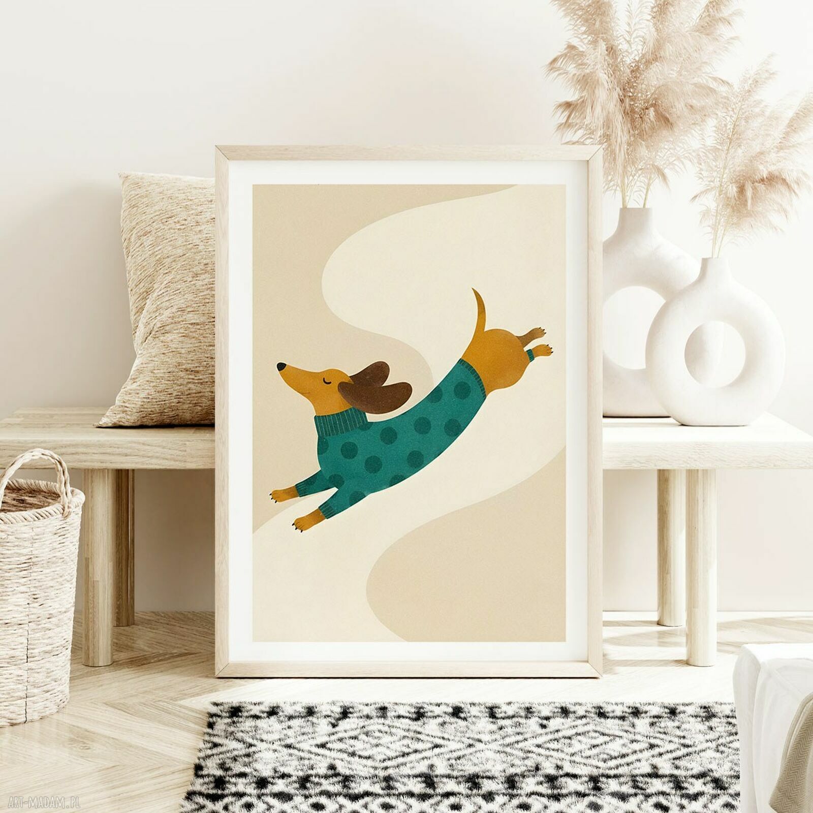 Plakat z jamnikiem - duża dekoracja ścienna 61x91 cm