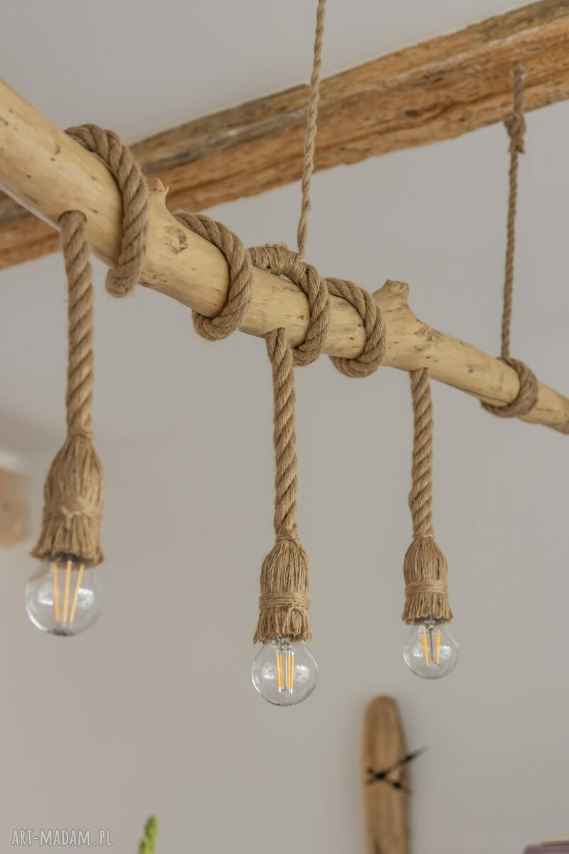Drewniana lampa wisząca z drewna z morza Jaro Blue0