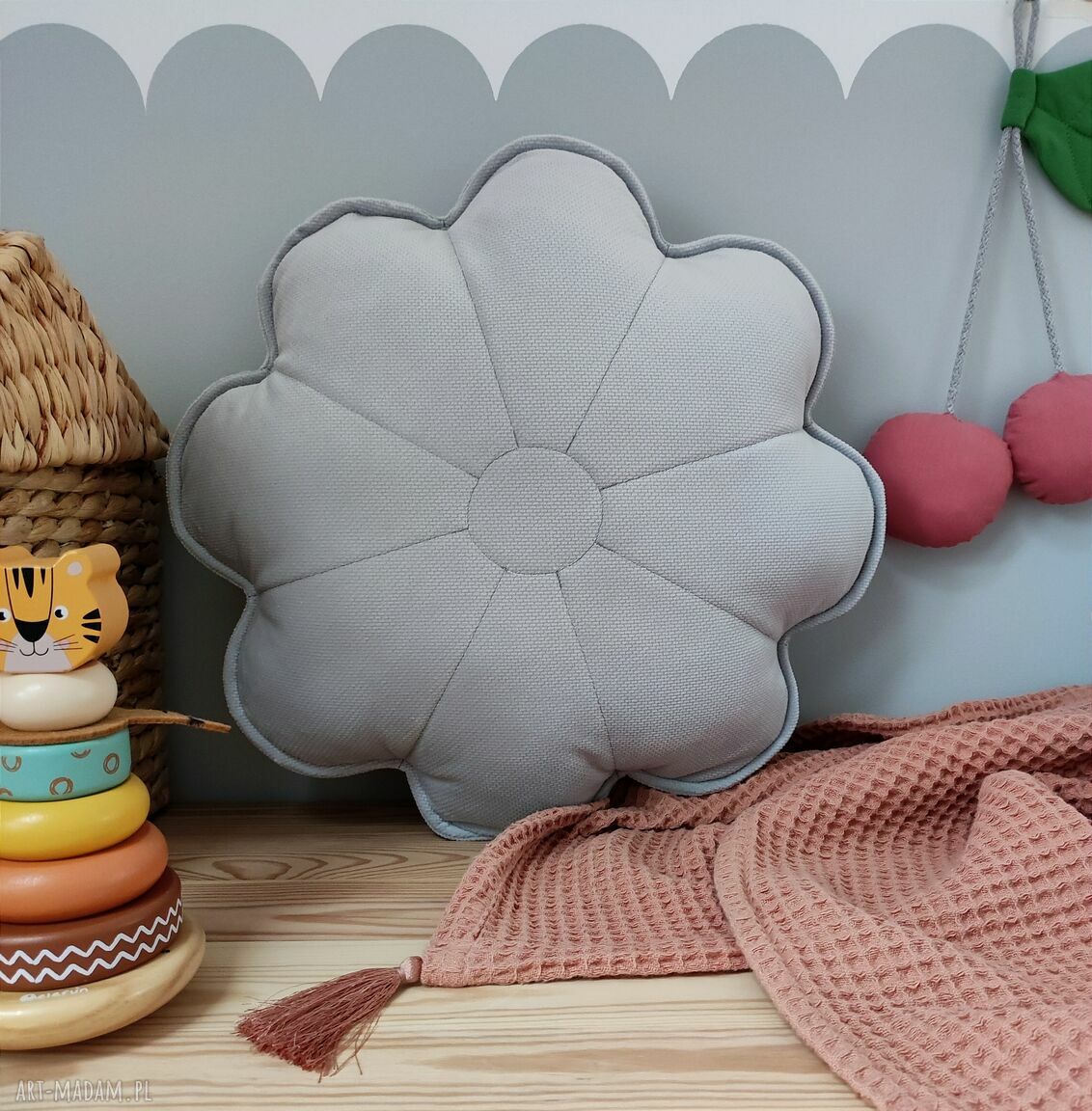 pokoik dziecka: Poduszka dekoracyjna kwiat Ręcznie zrobione