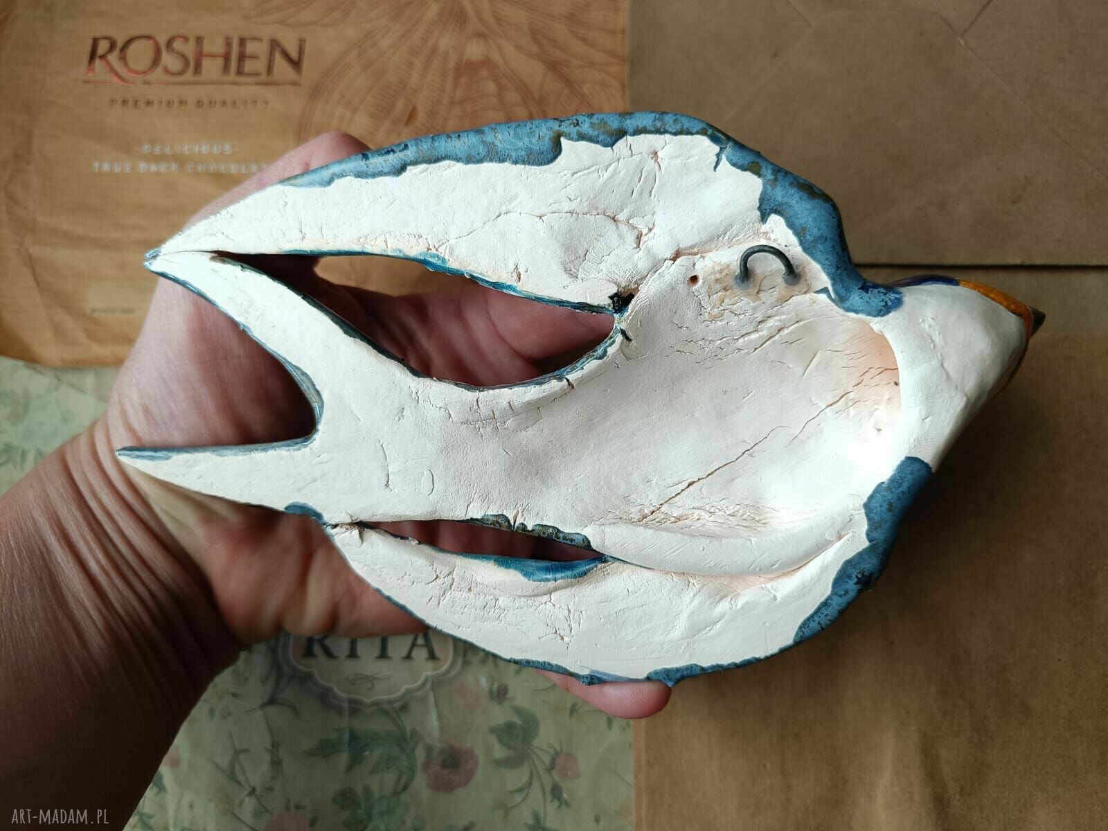 Jaskółka na ścianę z ceramiki - dekoracja handmade