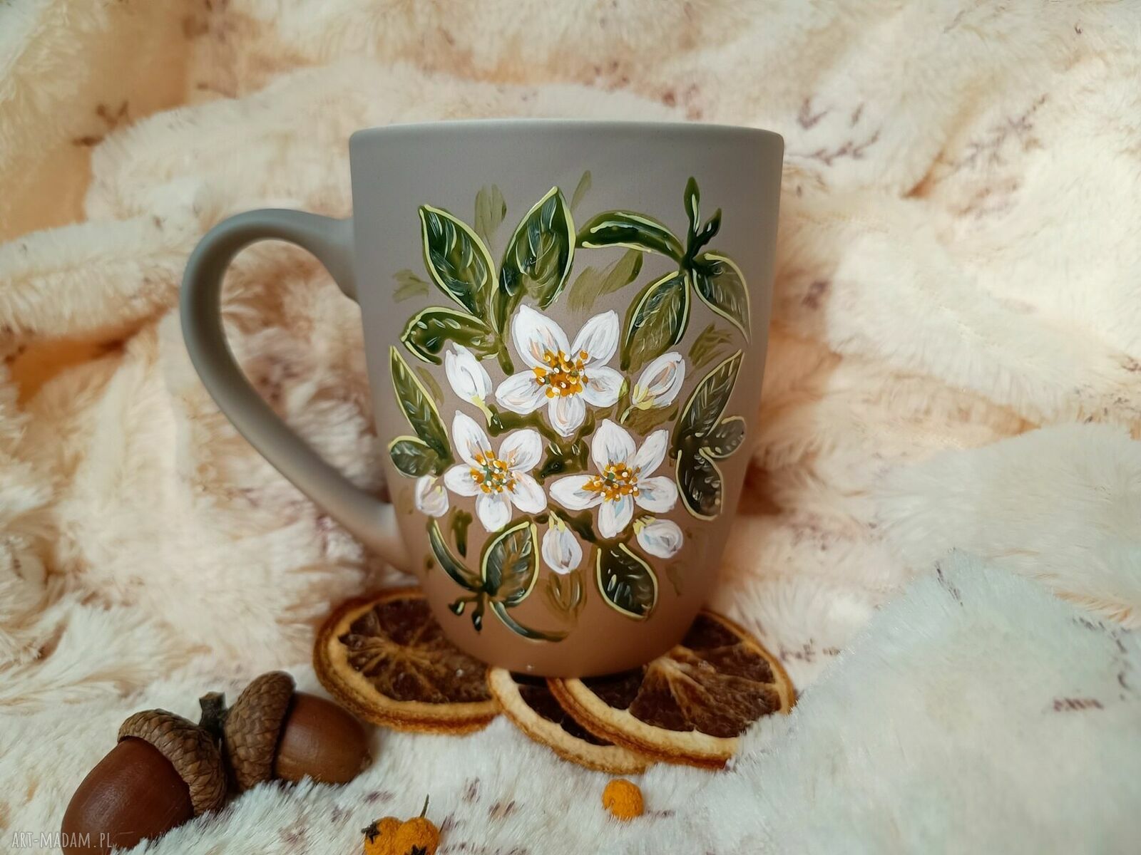 Jaśmin - ręcznie malowany kubek porcelanowy 300 ml