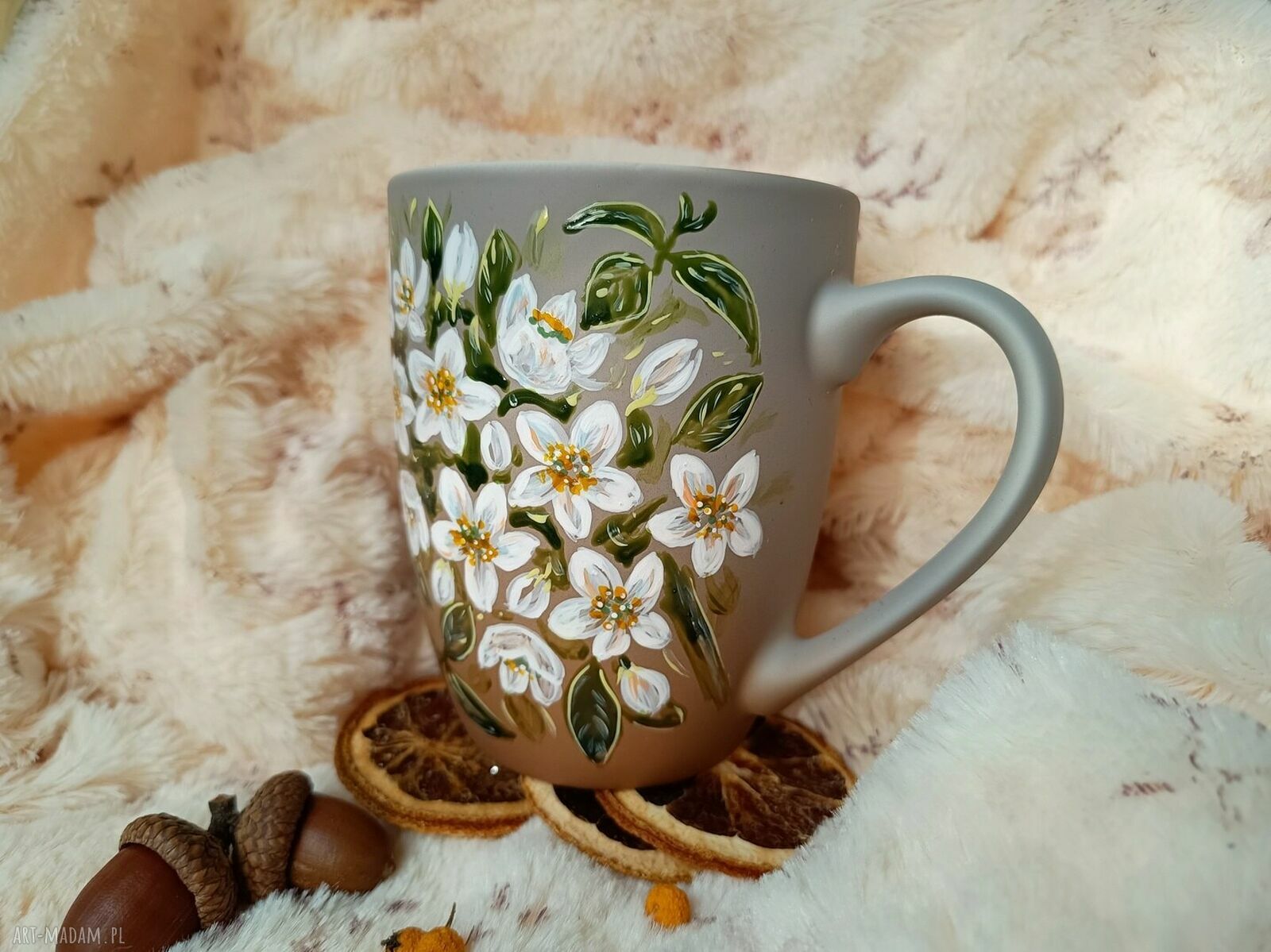 Jaśmin - ręcznie malowany kubek porcelanowy 300 ml