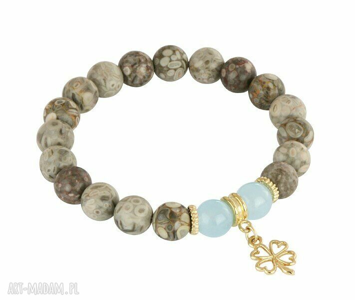 bransoletki: Jasmine 4 blue, beige & smoky. handmade