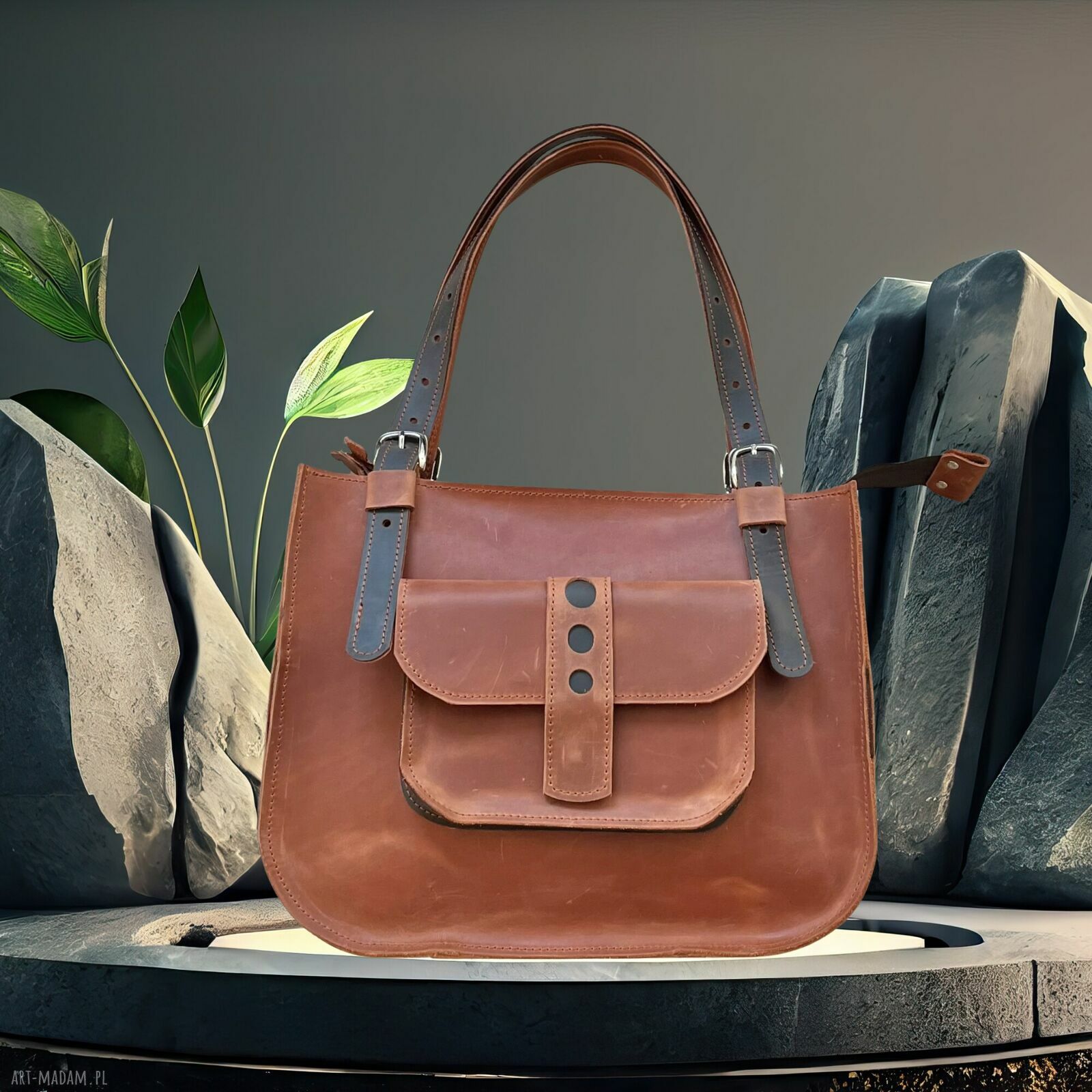 Brązowa shopperka na ramię hand-made - pojemna i ponadczasowa