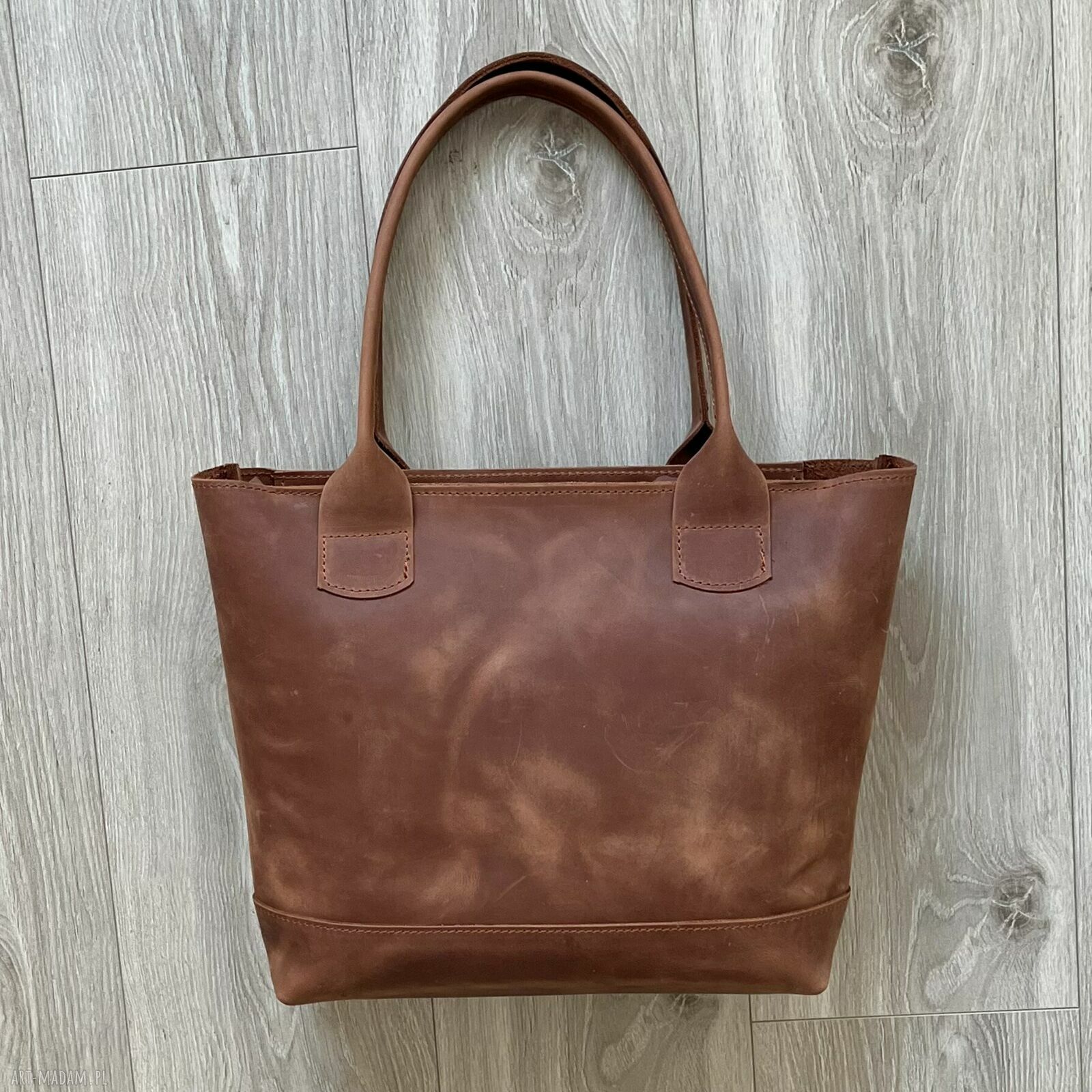 na ramię: Jasno brązowa torba Shopperka ze skóry Crazy Horse. hand made