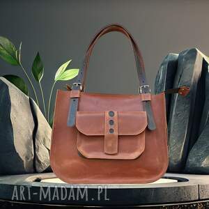 jasno brązowa torba shopperka ze skóry crazy horse - jasnobrązowa torba