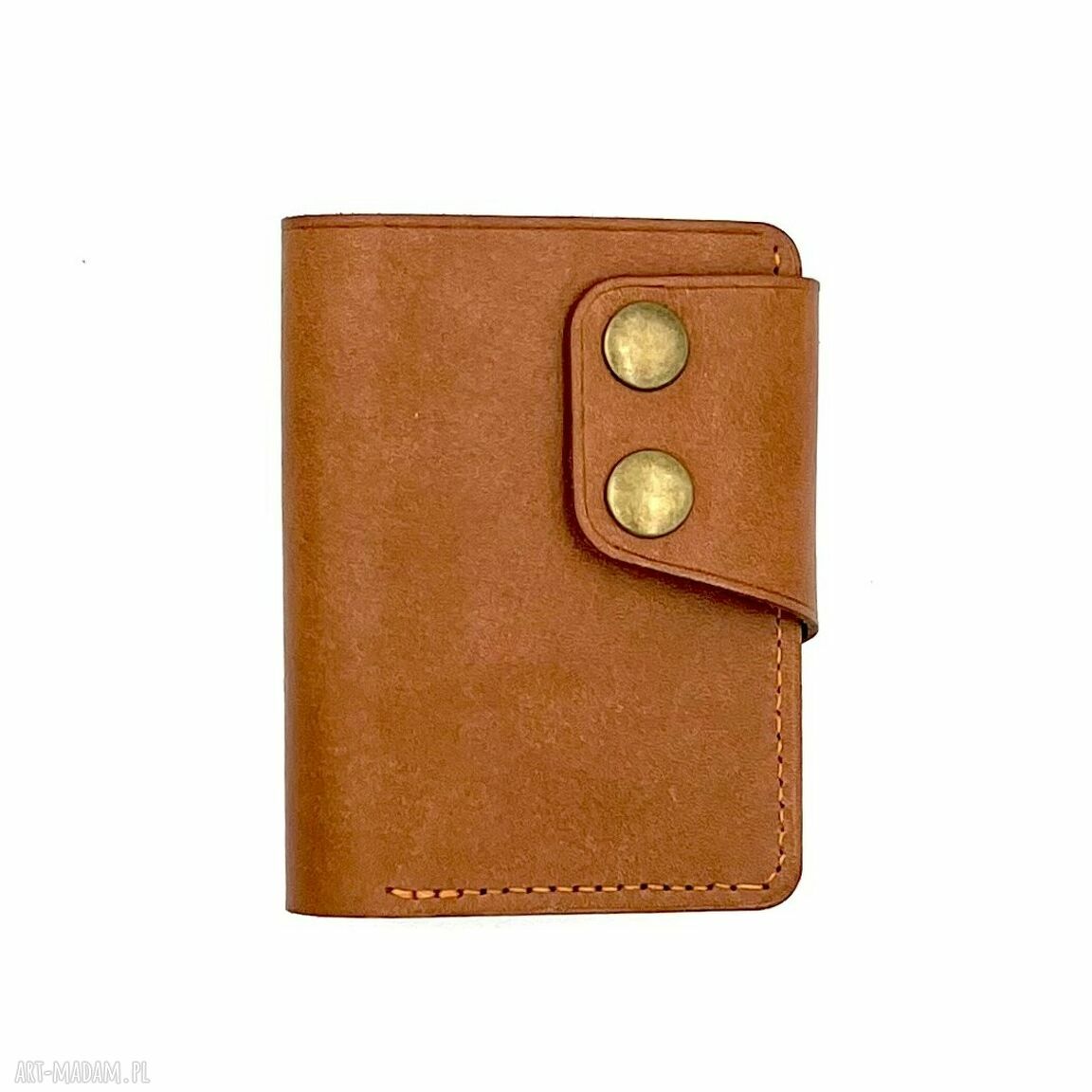 Jasno brązowy portfel skórzany ręcznie uszyty karty banknoty