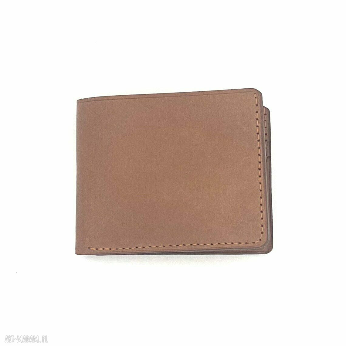 portfele: Jasno brązowy portfel skórzany ręcznie uszyty na karty. zrobione