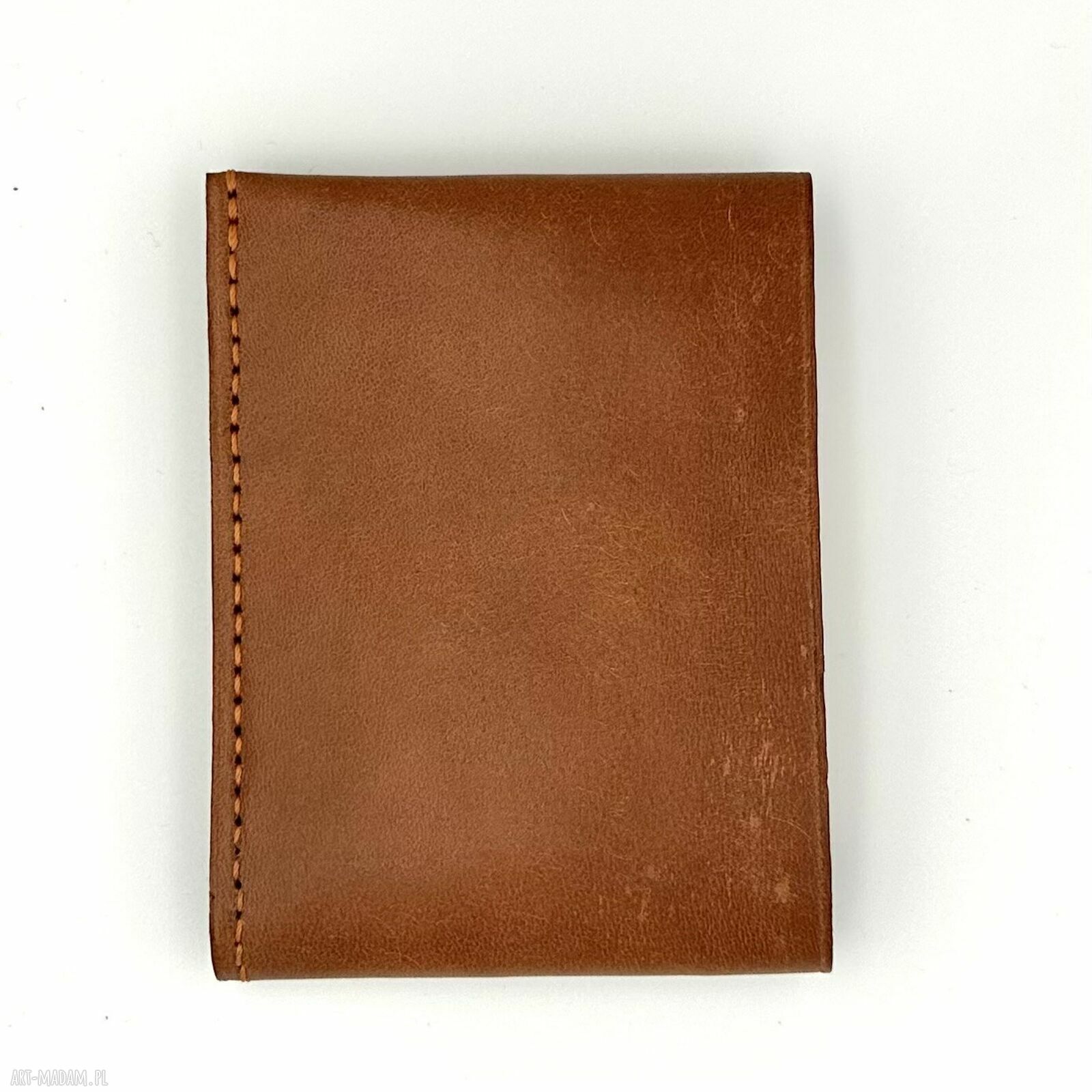 portfele: Jasno brązowy portfel skórzany ręcznie uszyty na karty i banknoty. handmade