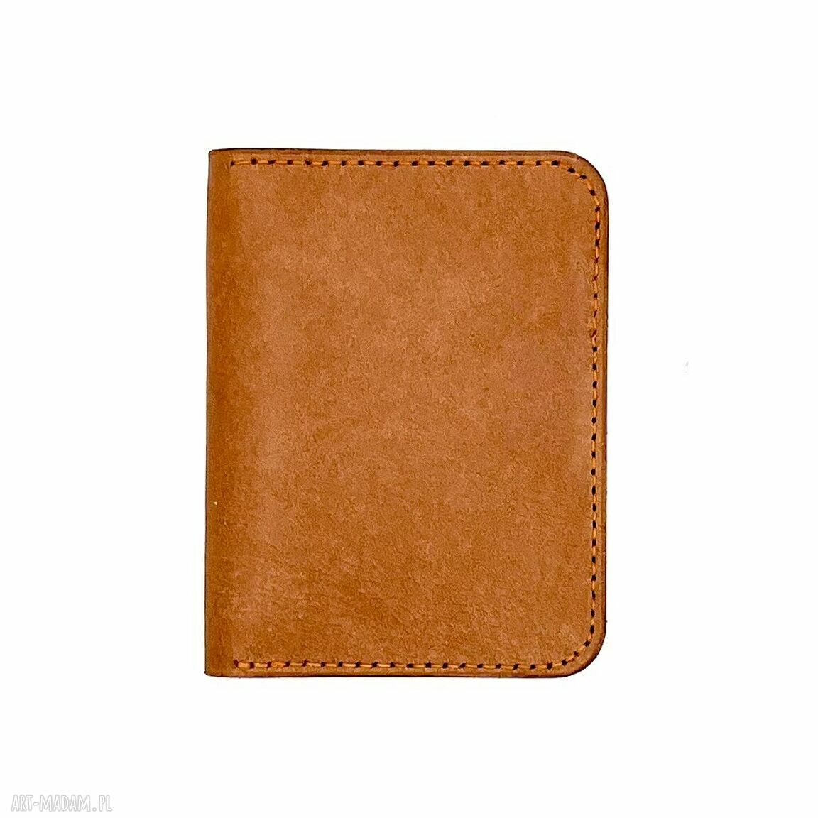 portfele: Jasno brązowy portfel uszyty ręcznie ze skóry. ręczne wykonanie