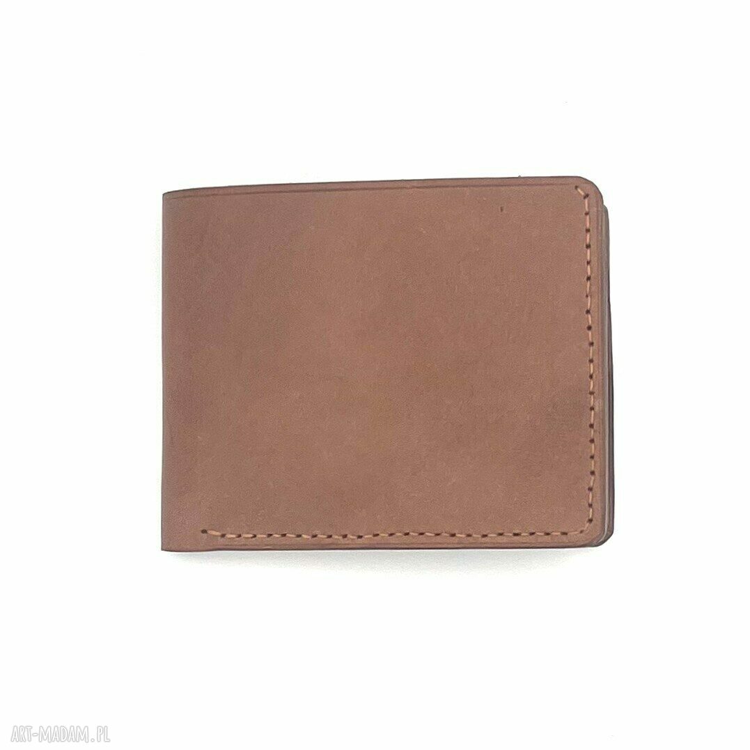 portfele: Jasno brązowy portfel ze skóry uszyty na karty. ręcznie zrobione