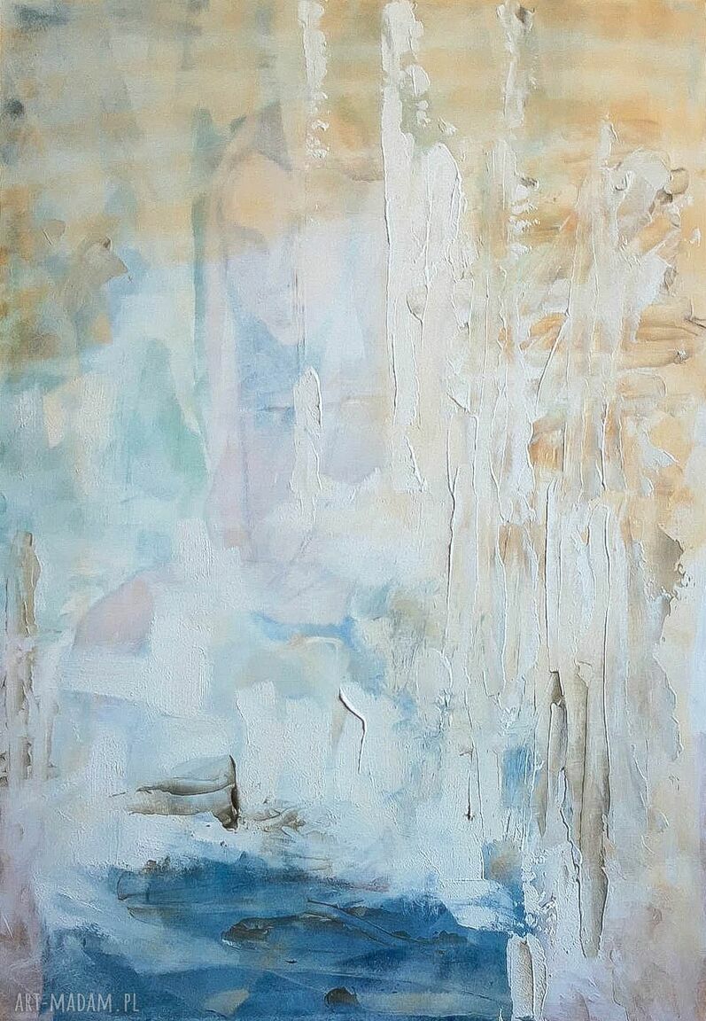 Obraz "Jasność" 100x70 cm - abstrakcja w odcieniach niebieskiego, białego i beżu
