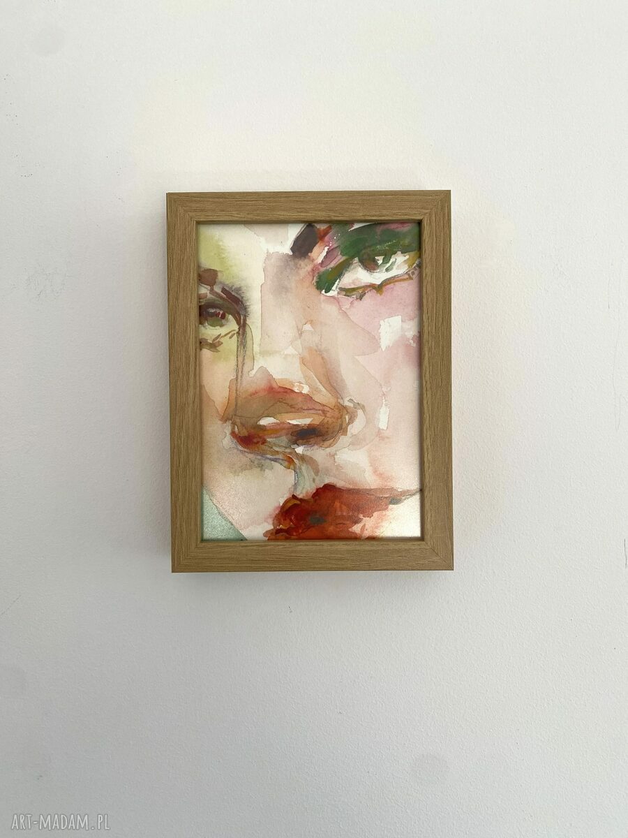 Jasper - oryginalna akwarela w ramce 13x18 cm, portret kobiety