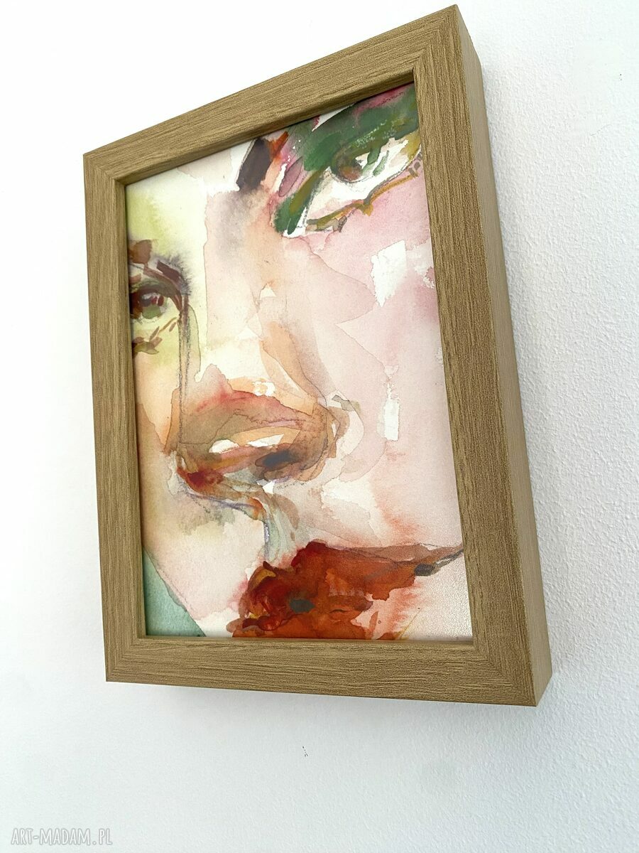 Jasper - oryginalna akwarela w ramce 13x18 cm, portret kobiety