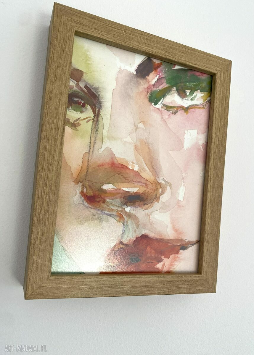 Jasper - oryginalna akwarela w ramce 13x18 cm, portret kobiety