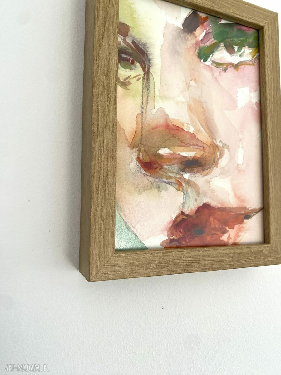 Jasper - oryginalna akwarela w ramce 13x18 cm, portret kobiety