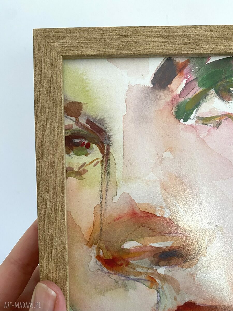 Jasper - oryginalna akwarela w ramce 13x18 cm, portret kobiety