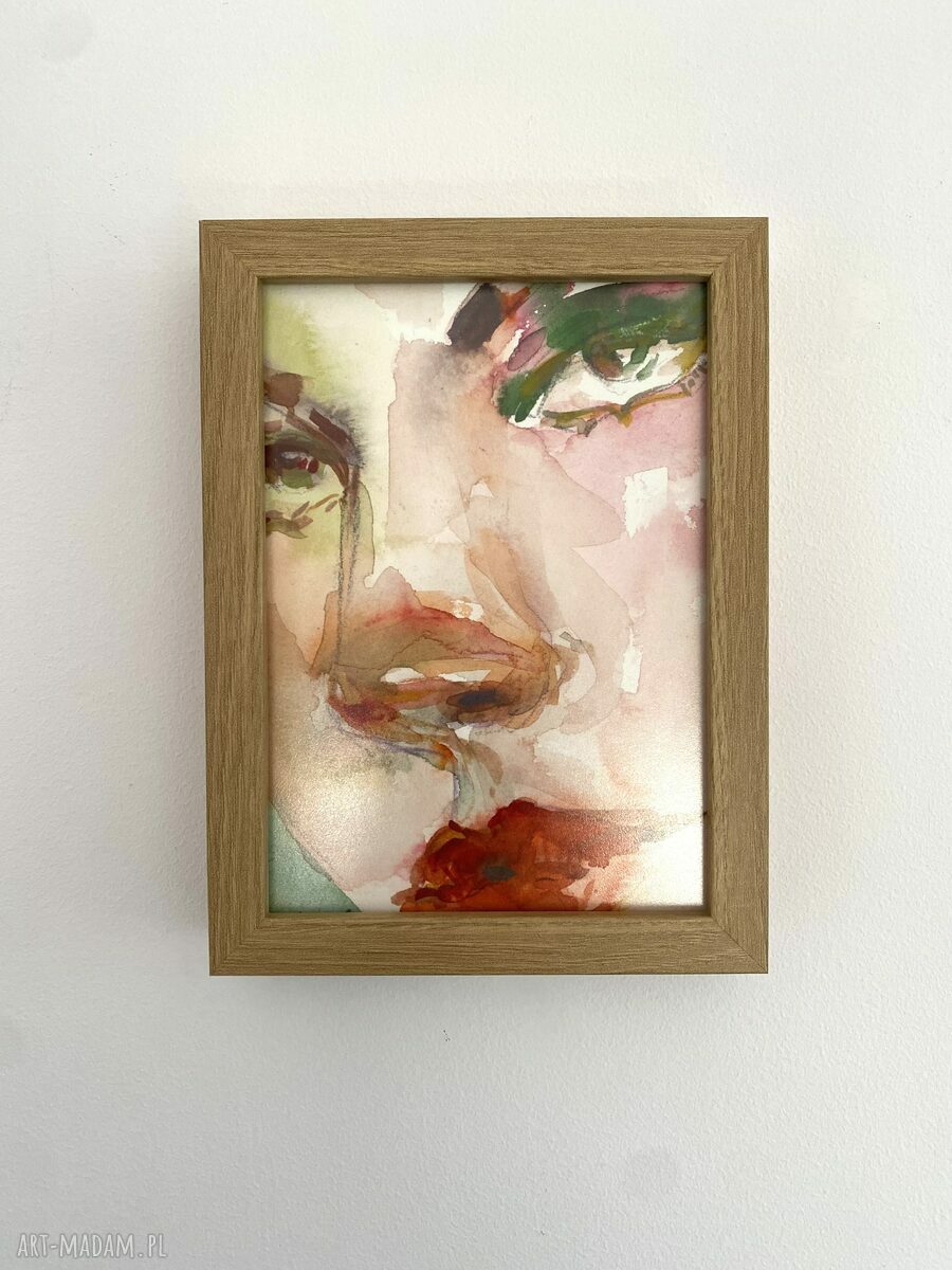 Jasper - oryginalna akwarela w ramce 13x18 cm, portret kobiety