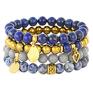 unikatowe bransoletki jadeit blue, grey & gold set