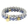 hand made bransoletki blue, grey & gold set