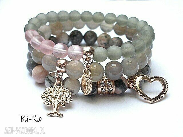 GREY AND VINTAGE ROSE SET Hand Made